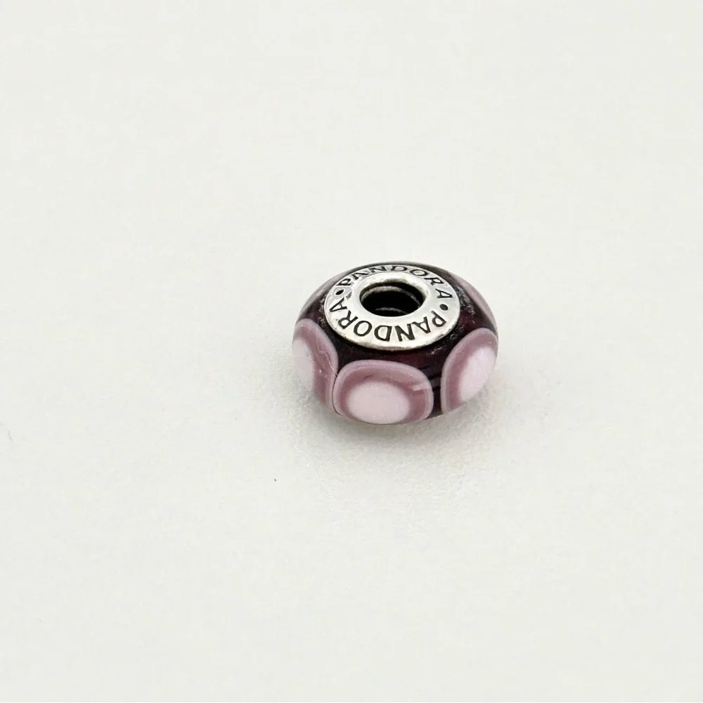 Pandora Sterling Plum Purple Murano Glass Stepping Stones Rare Bead Charm